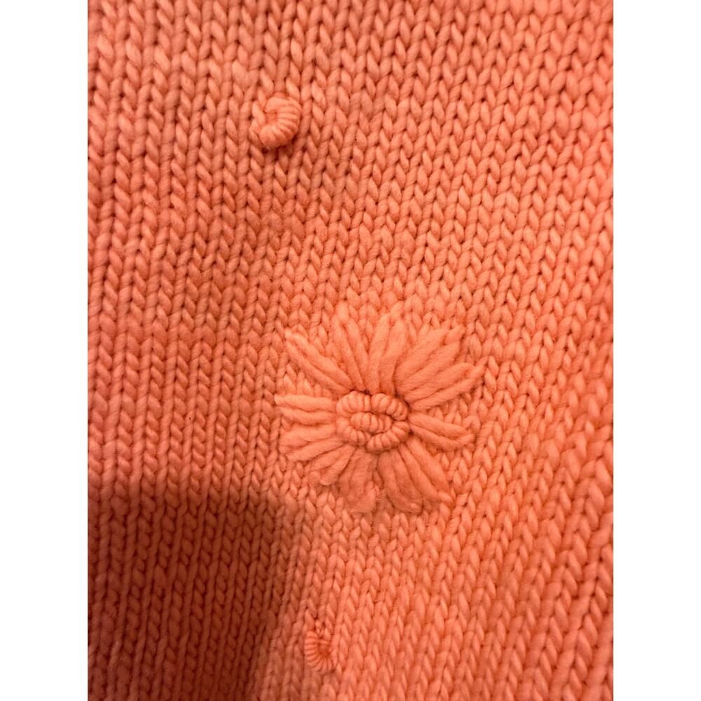 Free People x Tach Clothing M Jana Sweater 100% Wool Handmade Knit Coral Pink - Picture 4 of 11
